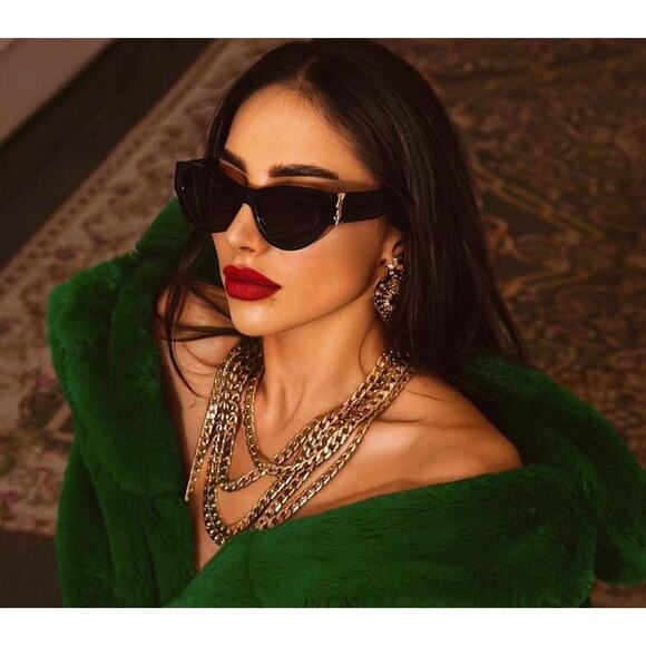 NEW Saint Laurent SLM94 Black Gold Cat Eye Sunglasses - Picture 1 of 8